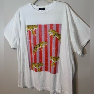 Zutter Tiger Oversized Graphic Tee Womens Size S Festival Party Summer Retro